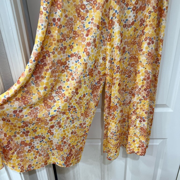 NWT STAUD yellow floral chiffon Flowy pants - Picture 12 of 12